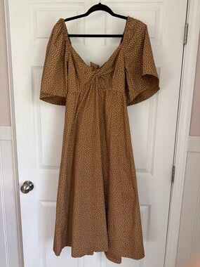 Abercrombie & Fitch Brown Polka Dot Midi Dress